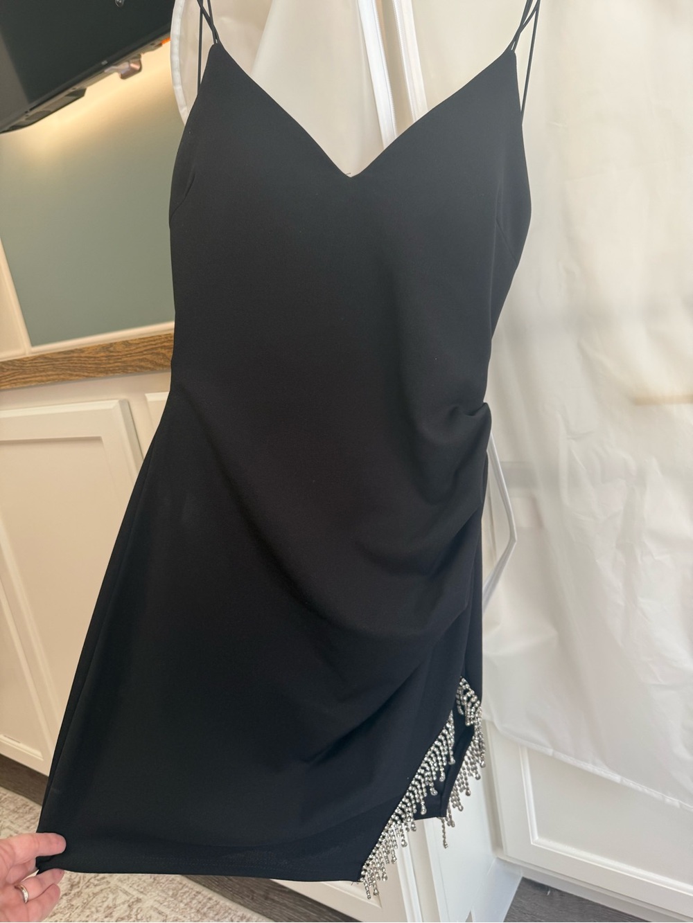 Homecoming Dress - Black Mini Dress with Crystal Fringe